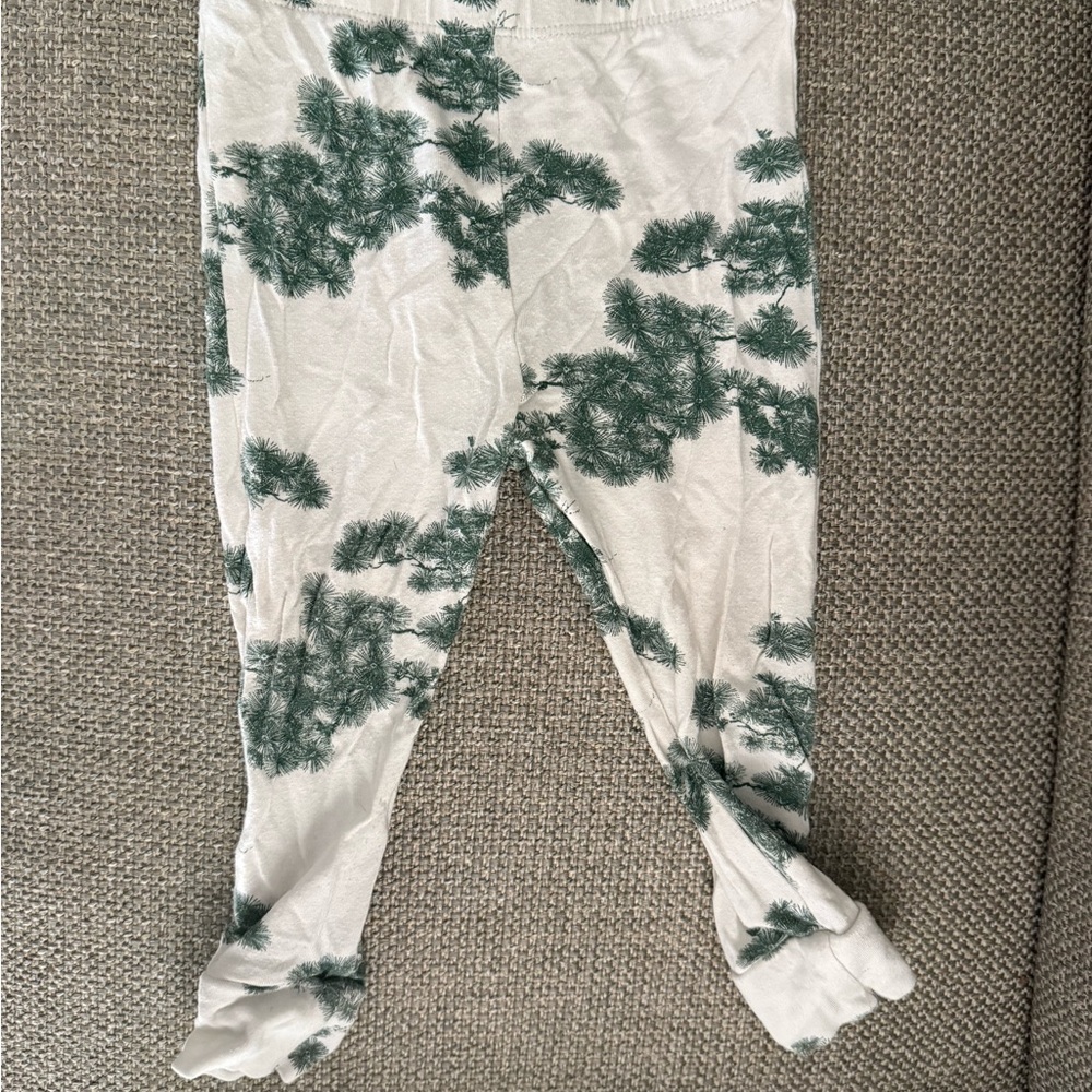 kate quinn Cream Leggings with Green Pine Motif